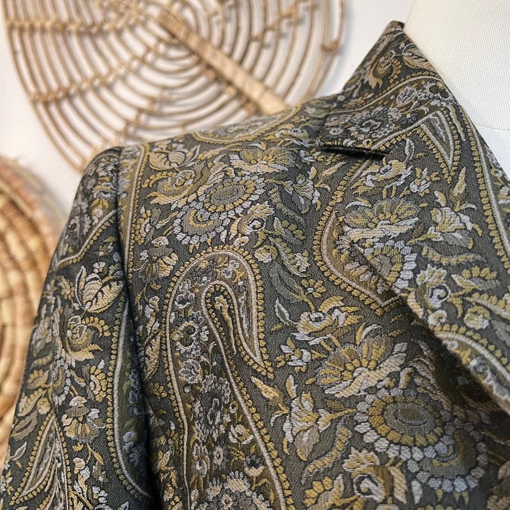 Vintage Paisley Tapestry Brocade Blazer Jacket Dark Academia USA 6 - Picture 9 of 12